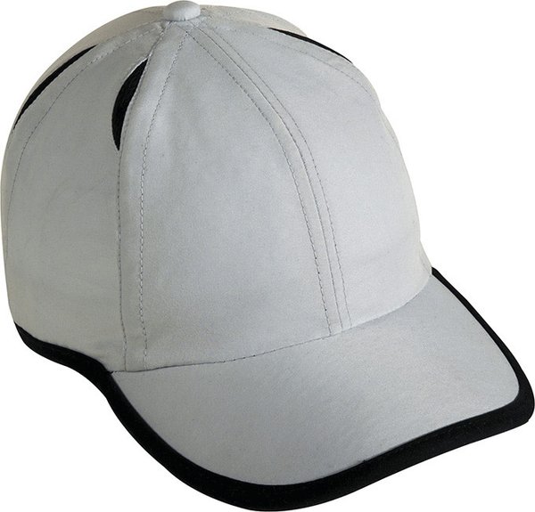 6-Panel-Micro-Edge Sports-Cap mit Klettverschluss light grey/black